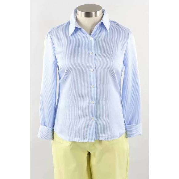 NEW CHARLIE B women's stripe poplin shirt in sky - Picture 1 of 4